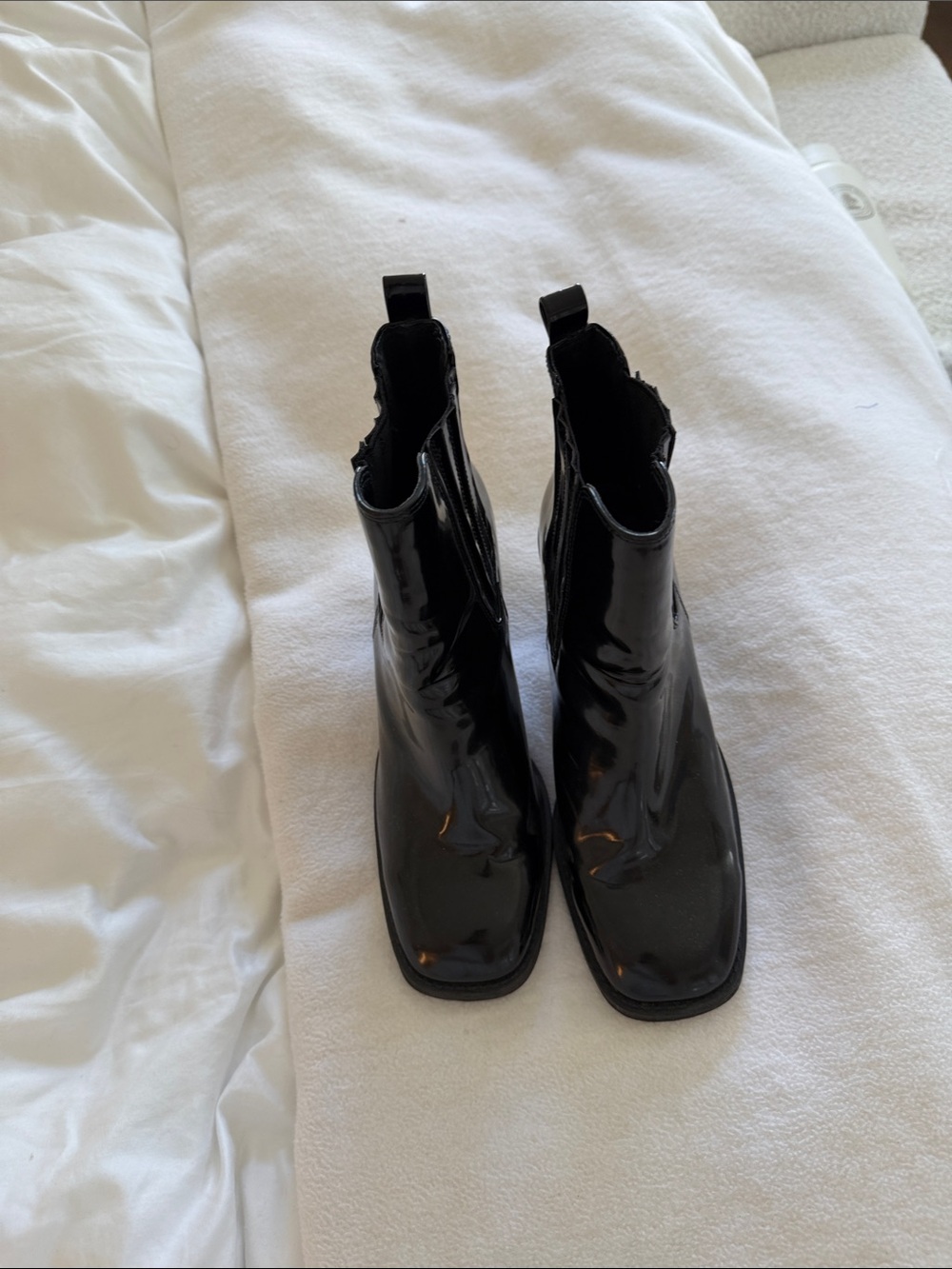 Steve Madden Black Patent Chelsea Ankle Boots